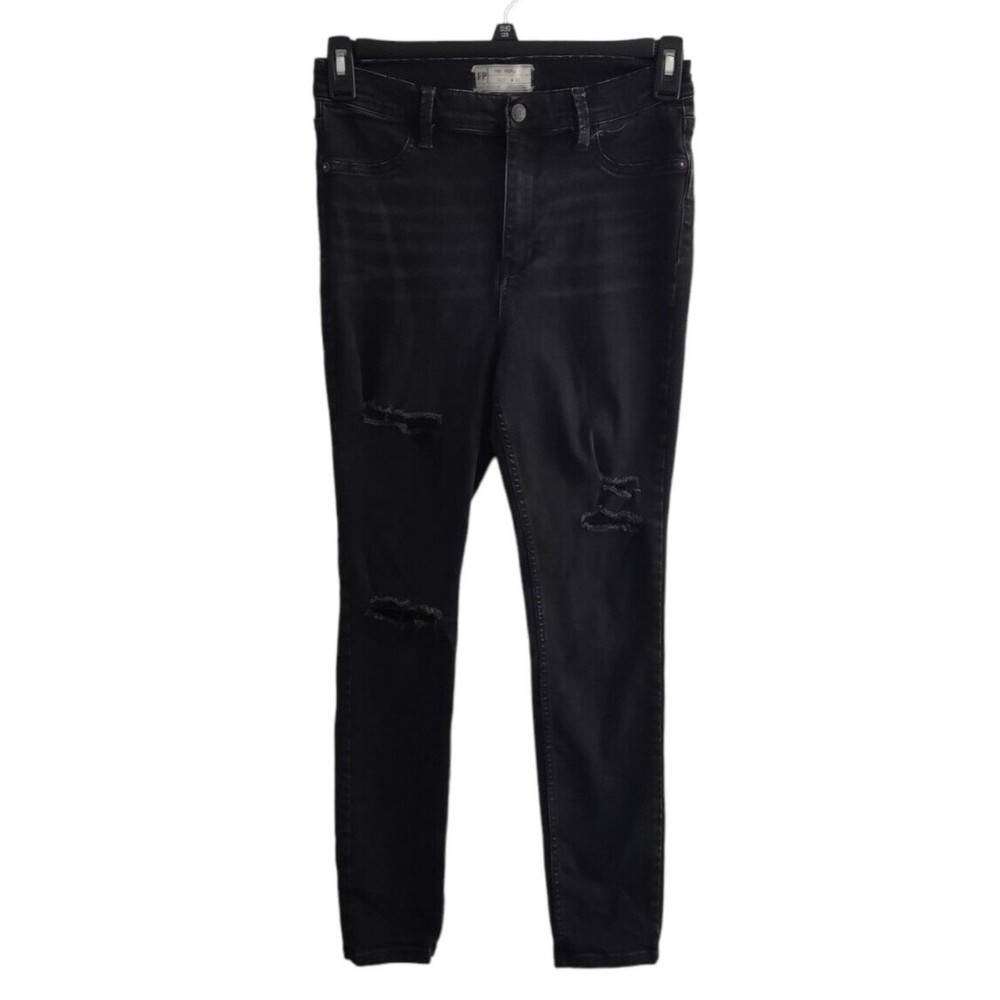 Free People Black Distressed Boyfriend Jeans Womens 30 Denim Frayed